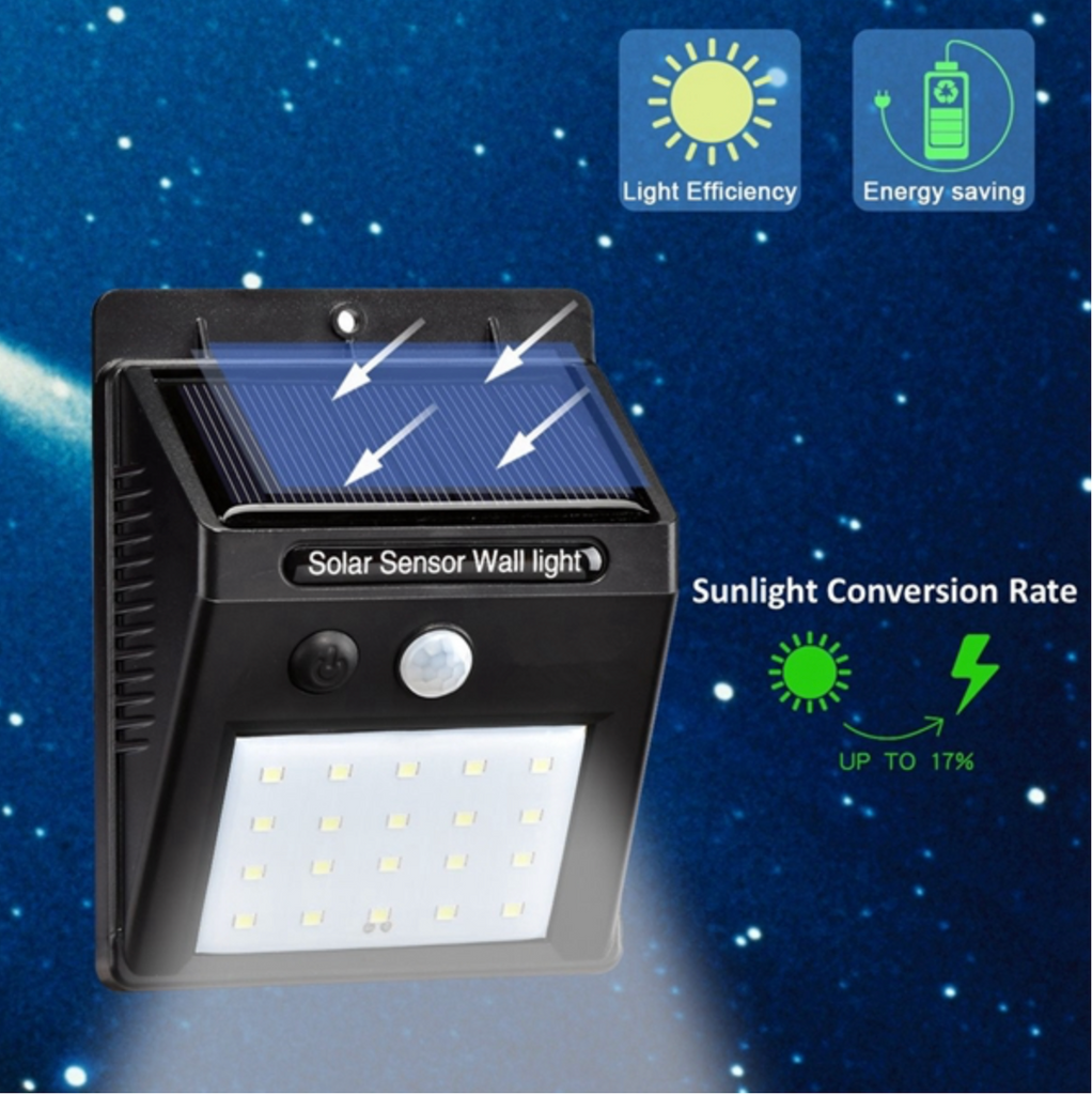 2 Pcs Solar Power 20 LED PIR Motion Sensor Wall Light Waterproof Outdoor Path Yard Garden Security Lamp